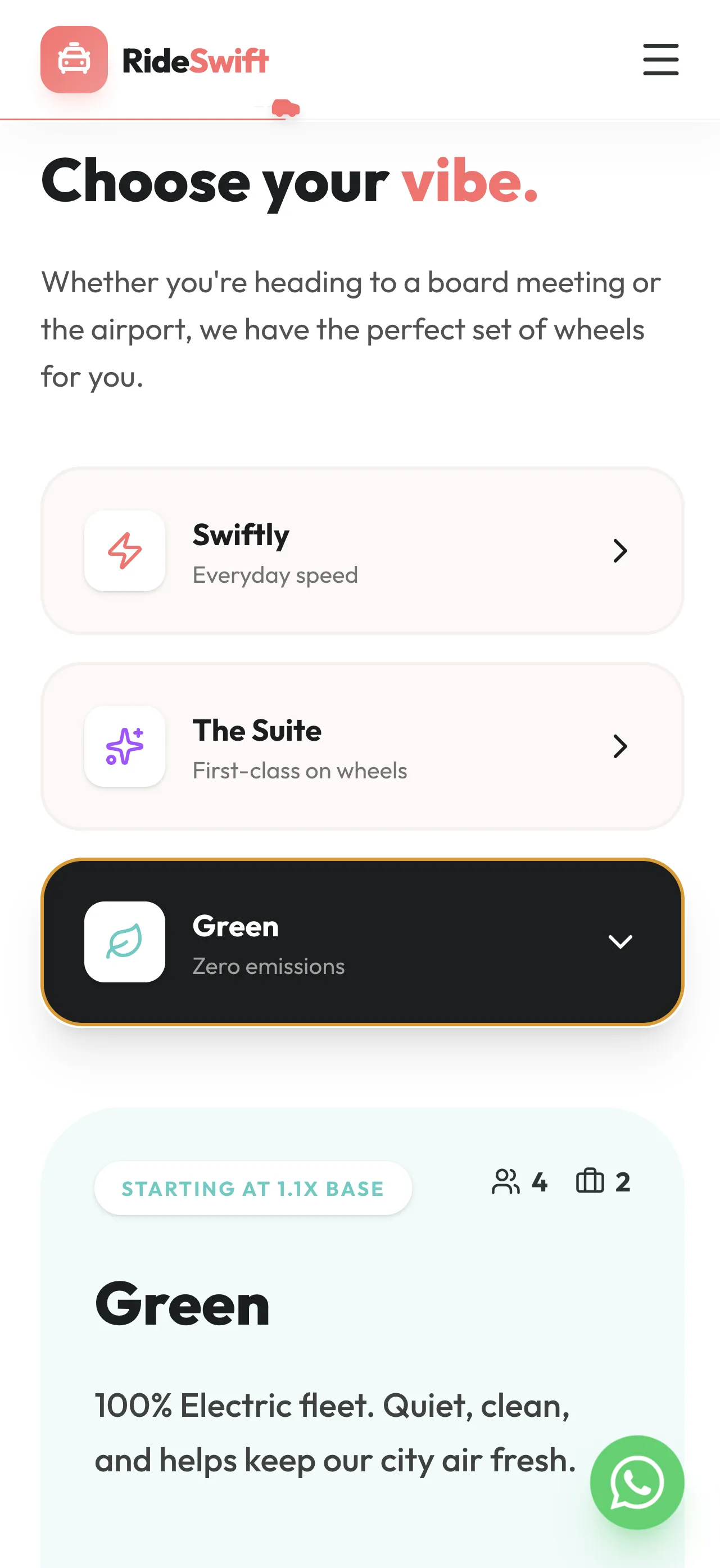 RideSwift Mobile View